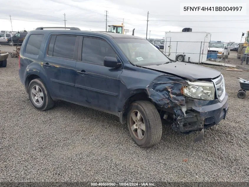 2011 Honda Pilot Ex VIN: 5FNYF4H41BB004997 Lot: 40505560