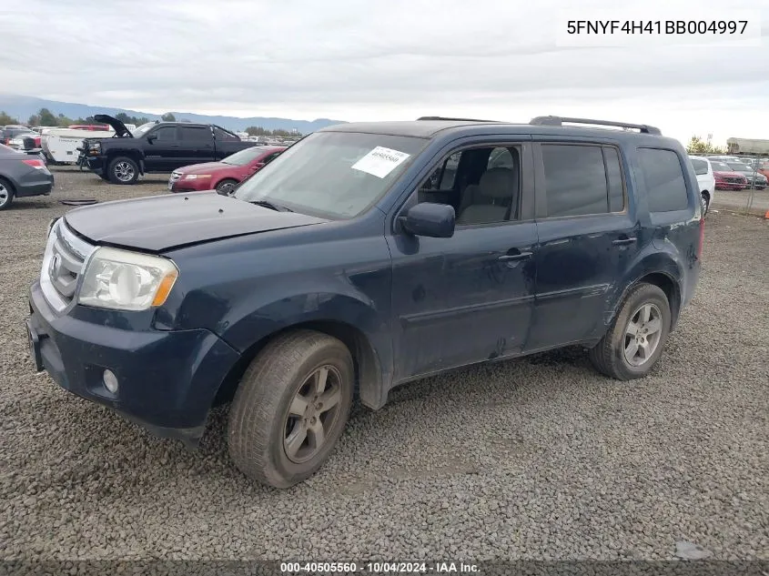 2011 Honda Pilot Ex VIN: 5FNYF4H41BB004997 Lot: 40505560