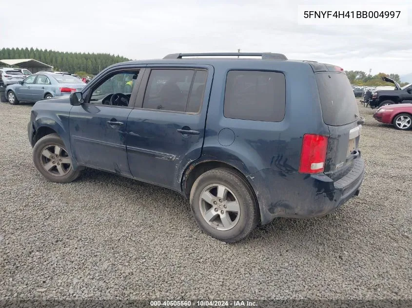 2011 Honda Pilot Ex VIN: 5FNYF4H41BB004997 Lot: 40505560