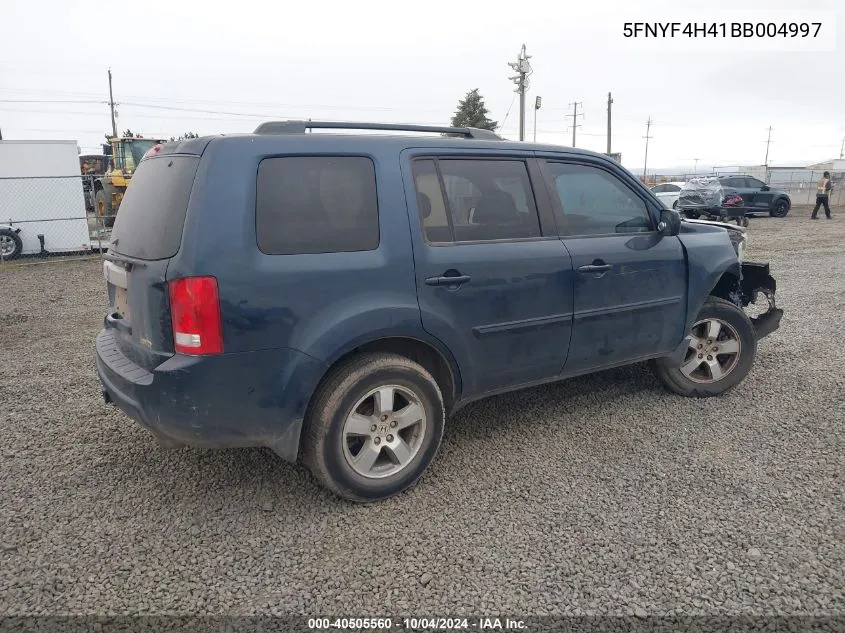 2011 Honda Pilot Ex VIN: 5FNYF4H41BB004997 Lot: 40505560