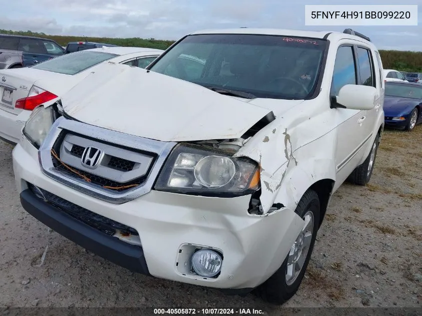 2011 Honda Pilot Touring VIN: 5FNYF4H91BB099220 Lot: 40505872