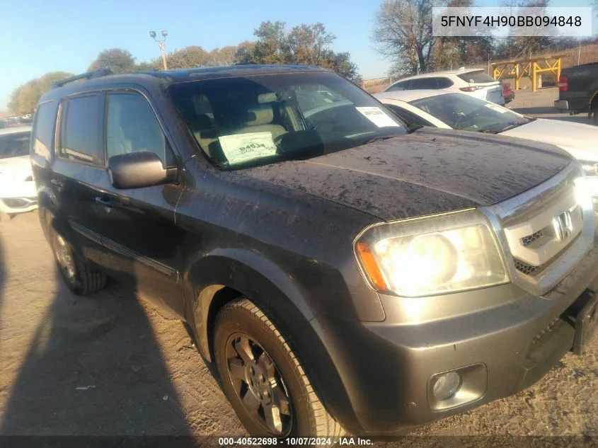 2011 Honda Pilot Touring VIN: 5FNYF4H90BB094848 Lot: 40522698