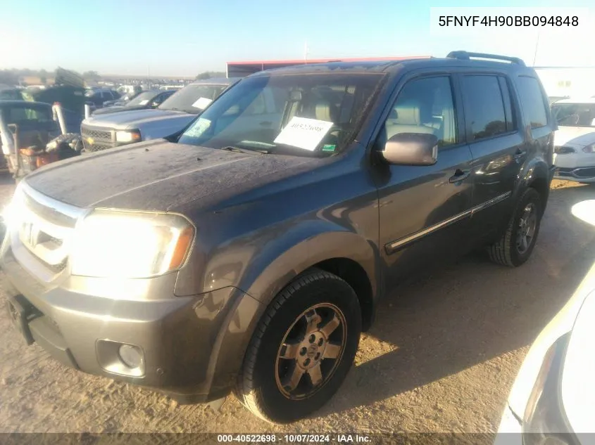 2011 Honda Pilot Touring VIN: 5FNYF4H90BB094848 Lot: 40522698