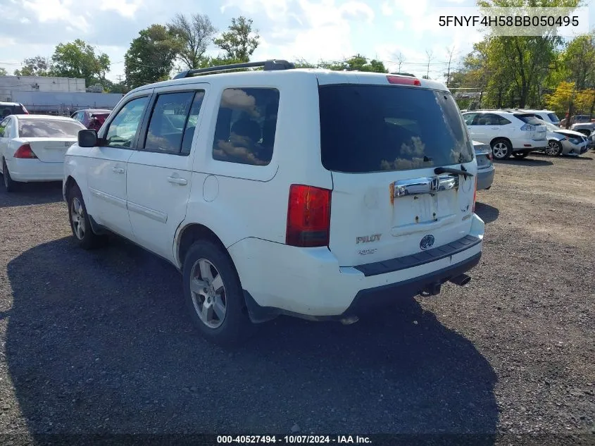 2011 Honda Pilot Ex-L VIN: 5FNYF4H58BB050495 Lot: 40527494