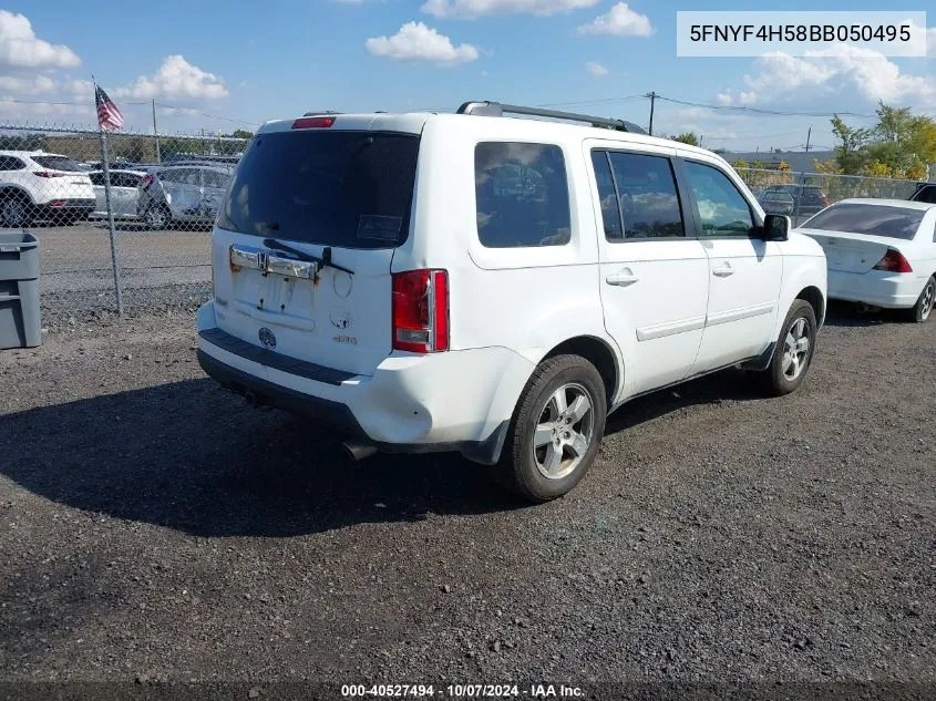 2011 Honda Pilot Ex-L VIN: 5FNYF4H58BB050495 Lot: 40527494