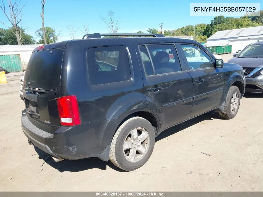 2011 Honda Pilot Exl VIN: 5FNYF4H55BB057629 Lot: 40528167