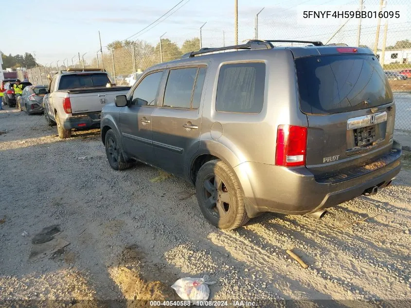 2011 Honda Pilot Exl VIN: 5FNYF4H59BB016095 Lot: 40540588