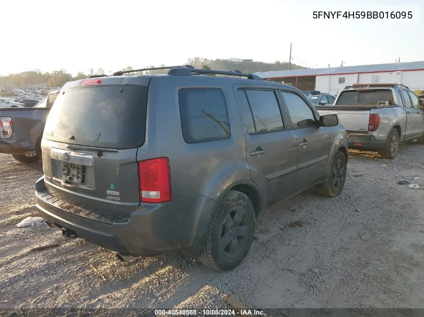 2011 Honda Pilot Exl VIN: 5FNYF4H59BB016095 Lot: 40540588