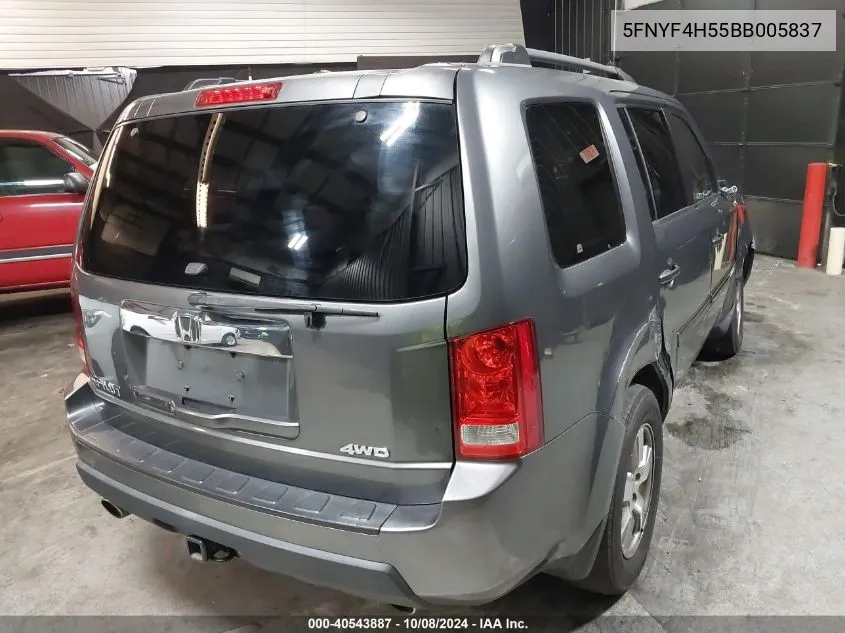 2011 Honda Pilot Ex-L VIN: 5FNYF4H55BB005837 Lot: 40543887