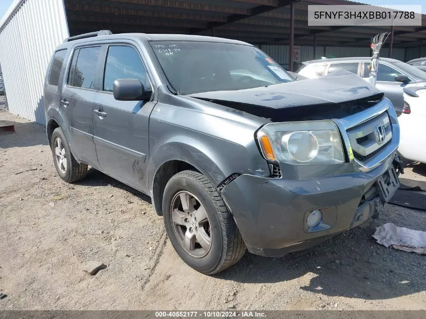 2011 Honda Pilot Ex VIN: 5FNYF3H4XBB017788 Lot: 40552177