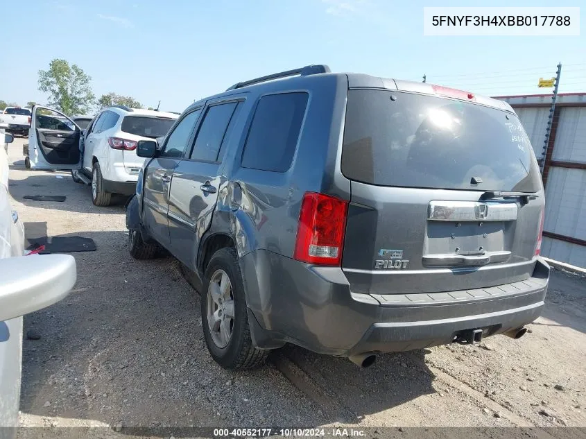 5FNYF3H4XBB017788 2011 Honda Pilot Ex