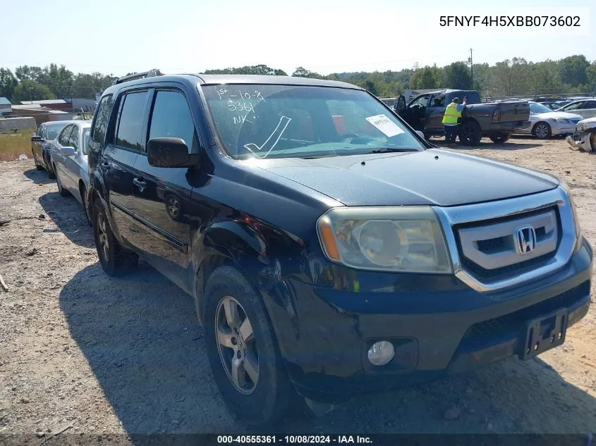 2011 Honda Pilot Ex-L VIN: 5FNYF4H5XBB073602 Lot: 40555361