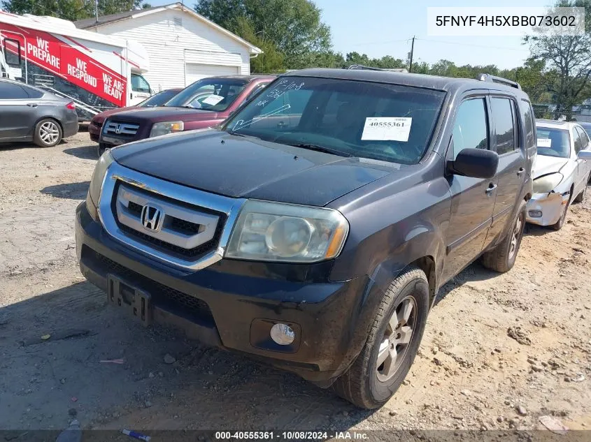 2011 Honda Pilot Ex-L VIN: 5FNYF4H5XBB073602 Lot: 40555361