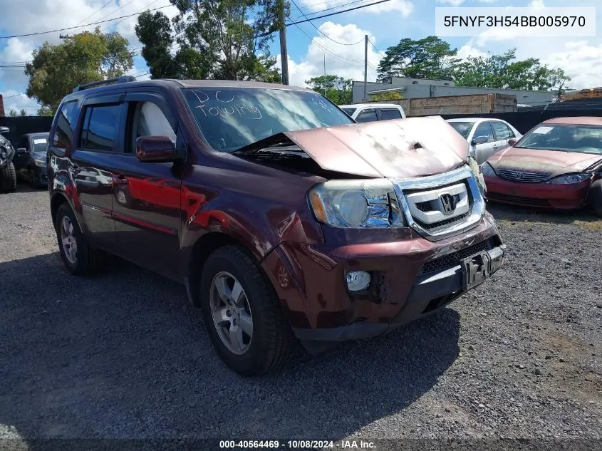 2011 Honda Pilot Ex-L VIN: 5FNYF3H54BB005970 Lot: 40564469