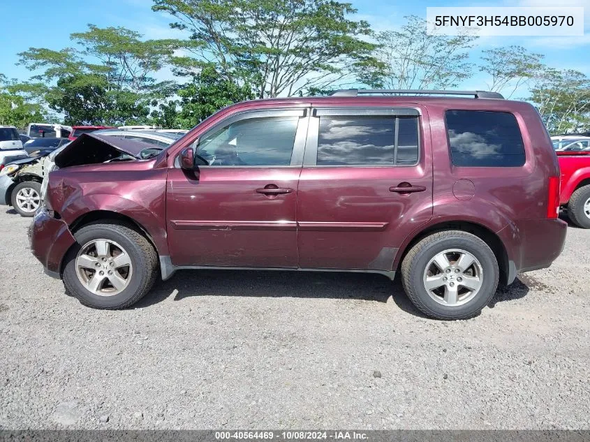 2011 Honda Pilot Ex-L VIN: 5FNYF3H54BB005970 Lot: 40564469