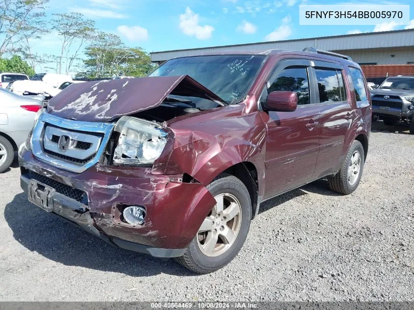 2011 Honda Pilot Ex-L VIN: 5FNYF3H54BB005970 Lot: 40564469