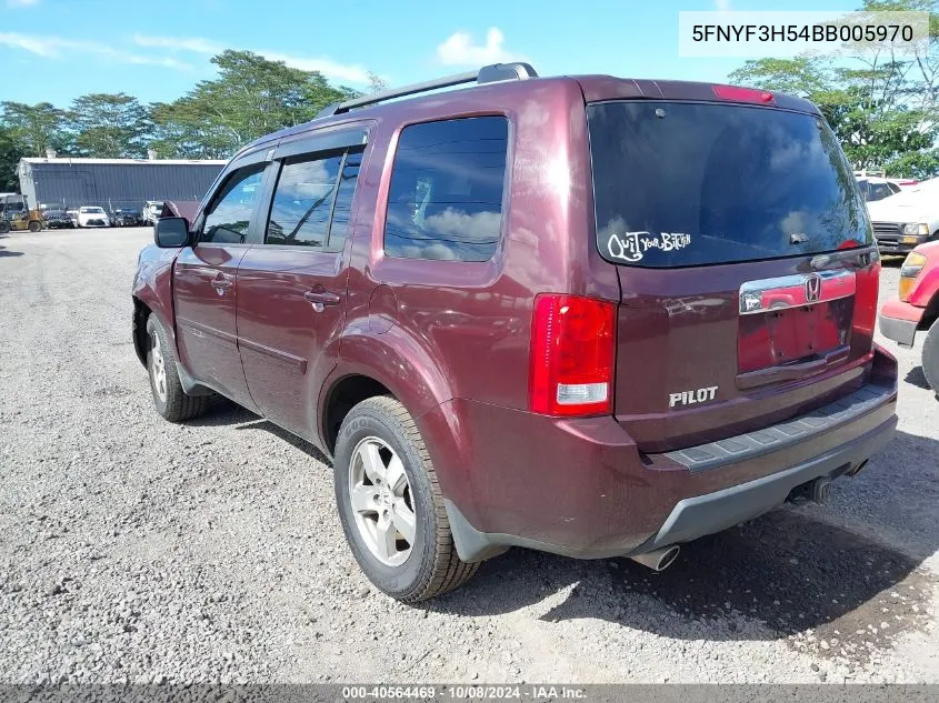 2011 Honda Pilot Ex-L VIN: 5FNYF3H54BB005970 Lot: 40564469