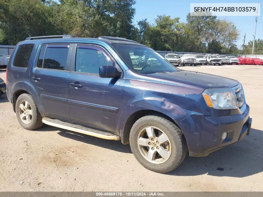 2011 Honda Pilot Ex-L VIN: 5FNYF4H74BB103579 Lot: 40569175