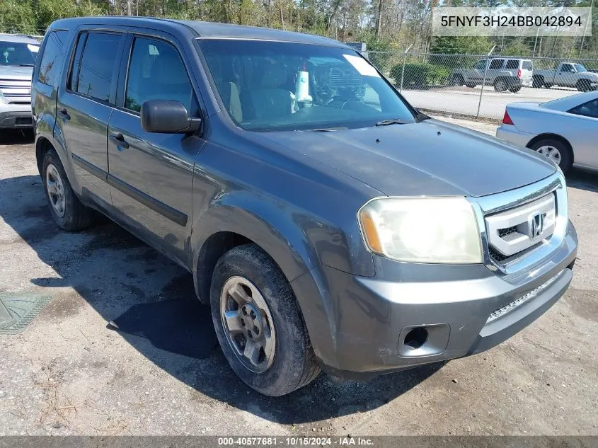 2011 Honda Pilot Lx VIN: 5FNYF3H24BB042894 Lot: 40577681