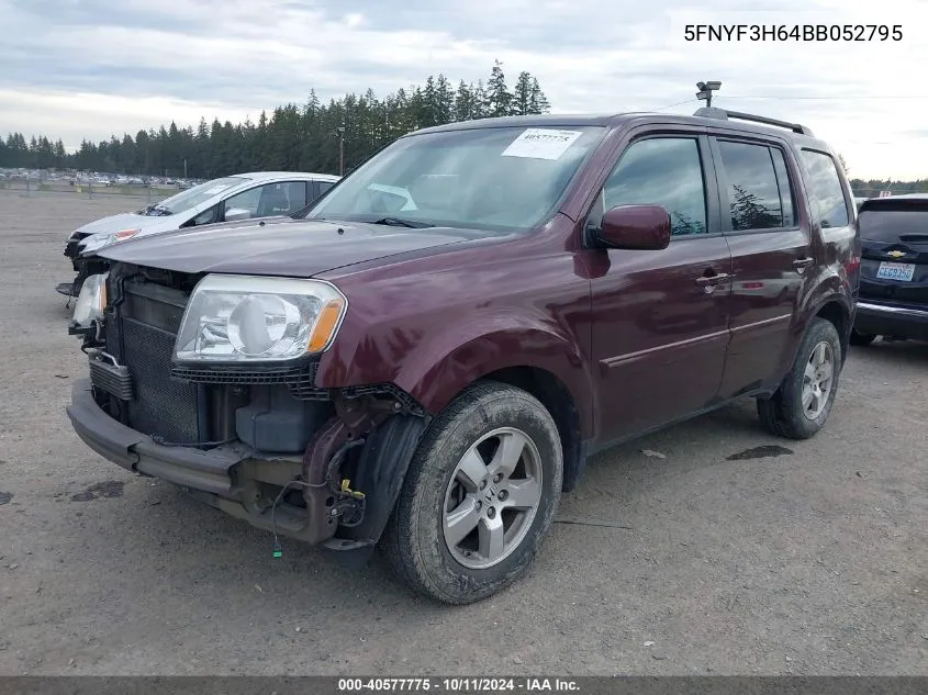 2011 Honda Pilot Ex-L VIN: 5FNYF3H64BB052795 Lot: 40577775