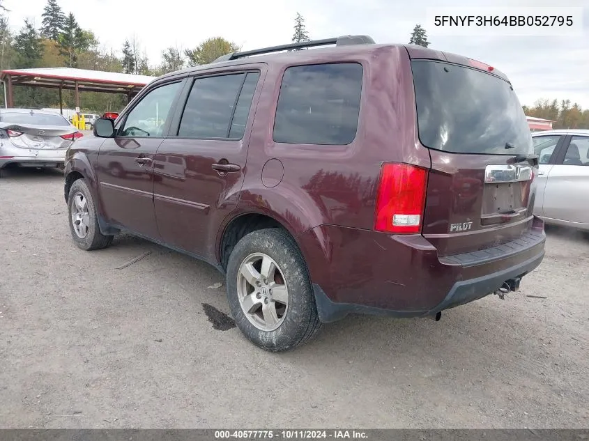 2011 Honda Pilot Ex-L VIN: 5FNYF3H64BB052795 Lot: 40577775