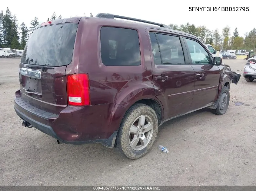 5FNYF3H64BB052795 2011 Honda Pilot Ex-L