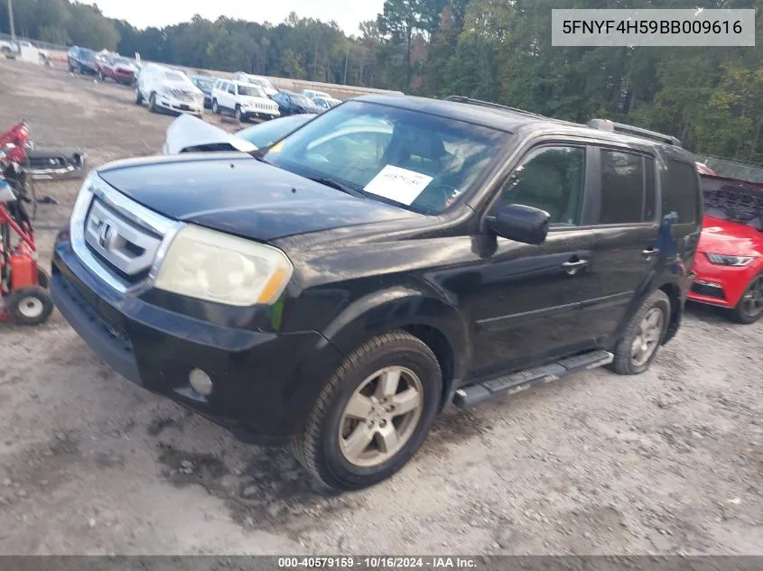 2011 Honda Pilot Ex-L VIN: 5FNYF4H59BB009616 Lot: 40579159