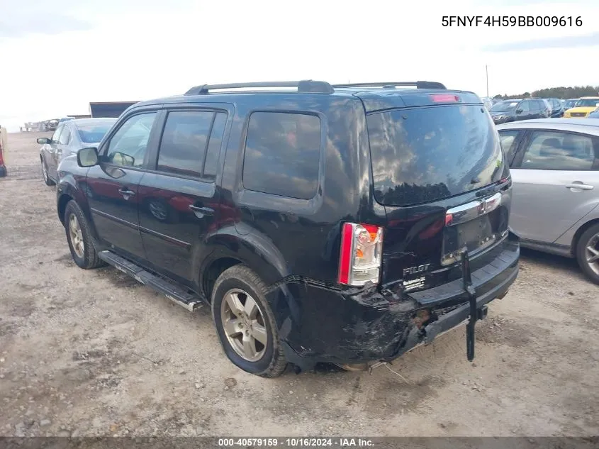 2011 Honda Pilot Ex-L VIN: 5FNYF4H59BB009616 Lot: 40579159