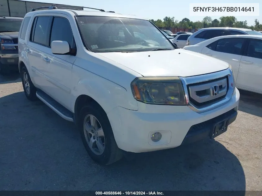 2011 Honda Pilot Ex-L VIN: 5FNYF3H67BB014641 Lot: 40588646