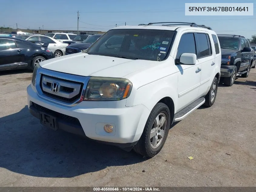 2011 Honda Pilot Ex-L VIN: 5FNYF3H67BB014641 Lot: 40588646