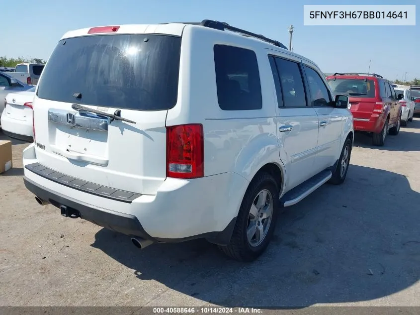 2011 Honda Pilot Ex-L VIN: 5FNYF3H67BB014641 Lot: 40588646