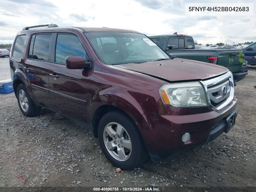 2011 Honda Pilot Ex-L VIN: 5FNYF4H52BB042683 Lot: 40590755