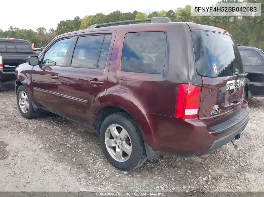 2011 Honda Pilot Ex-L VIN: 5FNYF4H52BB042683 Lot: 40590755