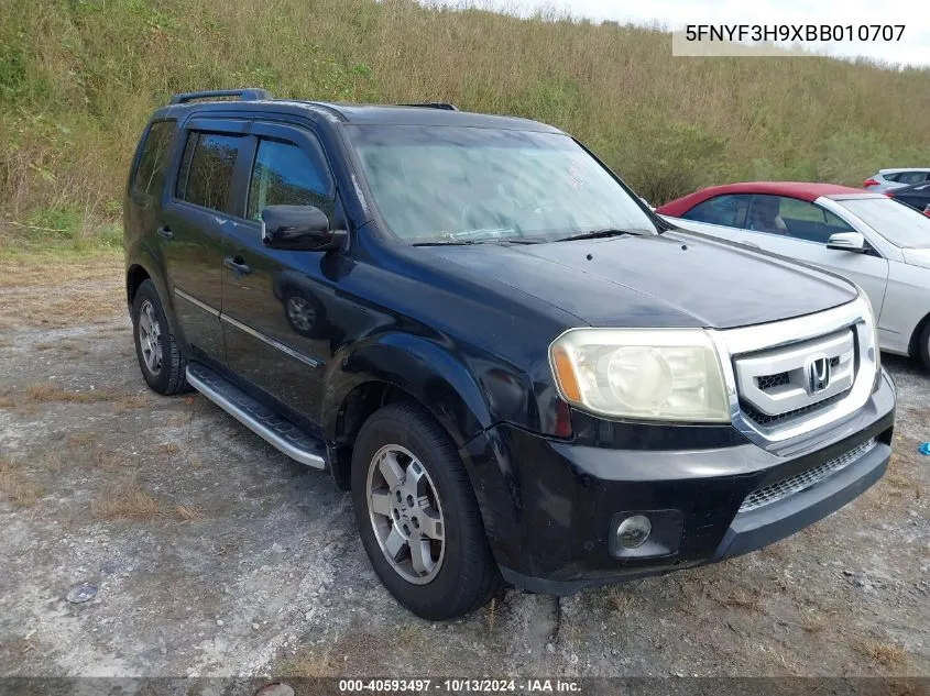 2011 Honda Pilot Touring VIN: 5FNYF3H9XBB010707 Lot: 40593497