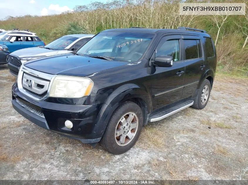 2011 Honda Pilot Touring VIN: 5FNYF3H9XBB010707 Lot: 40593497