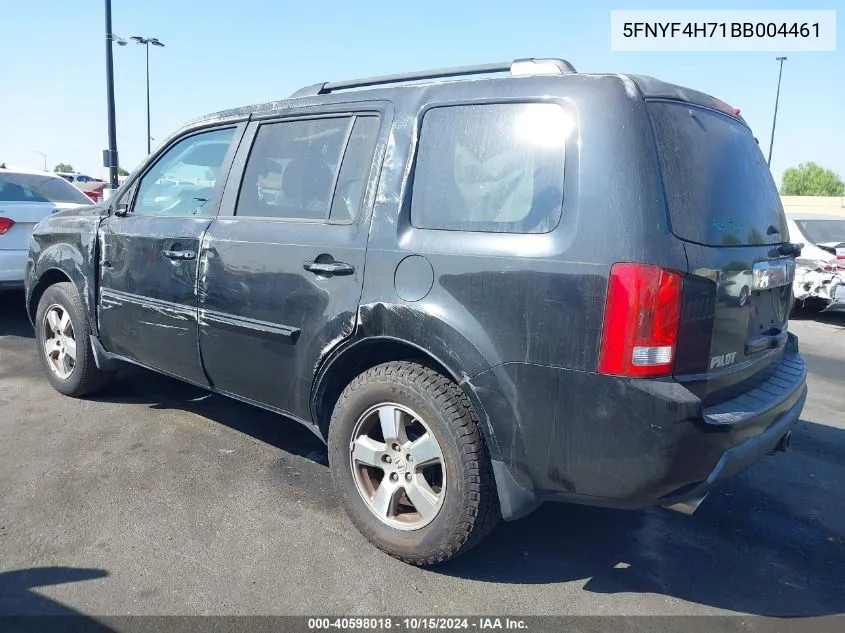 2011 Honda Pilot Ex-L VIN: 5FNYF4H71BB004461 Lot: 40598018