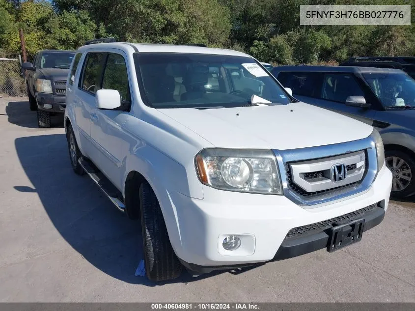 2011 Honda Pilot Ex-L VIN: 5FNYF3H76BB027776 Lot: 40604981