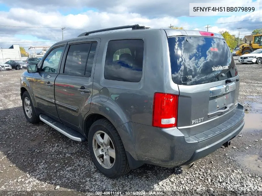 2011 Honda Pilot Ex-L VIN: 5FNYF4H51BB079899 Lot: 40611161