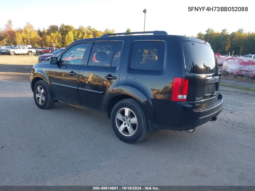 2011 Honda Pilot Ex-L VIN: 5FNYF4H73BB052088 Lot: 40614691