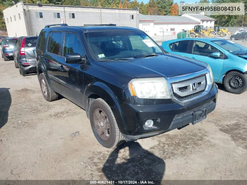 2011 Honda Pilot Touring VIN: 5FNYF4H95BB084316 Lot: 40621451