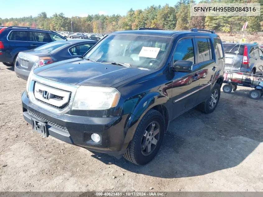 2011 Honda Pilot Touring VIN: 5FNYF4H95BB084316 Lot: 40621451