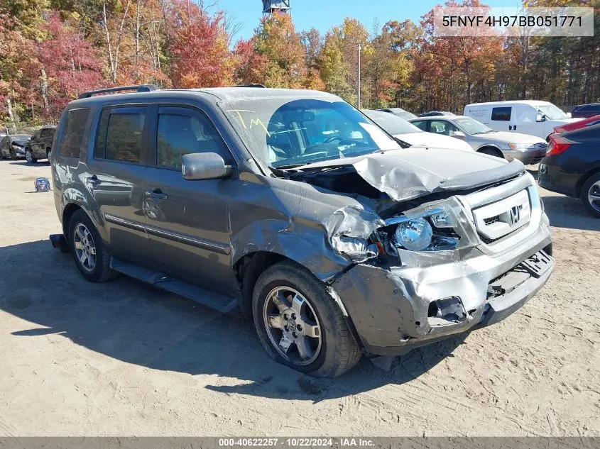 2011 Honda Pilot Touring VIN: 5FNYF4H97BB051771 Lot: 40622257