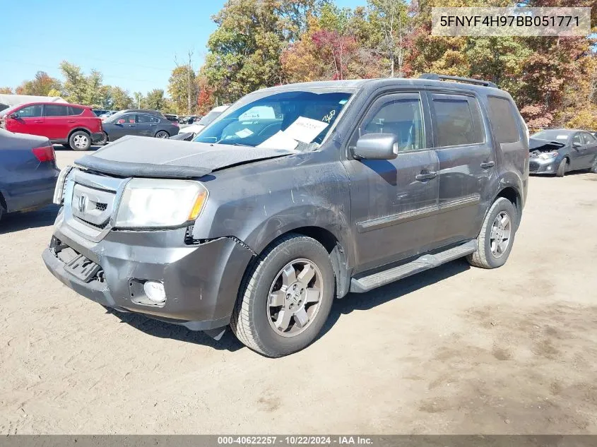 2011 Honda Pilot Touring VIN: 5FNYF4H97BB051771 Lot: 40622257