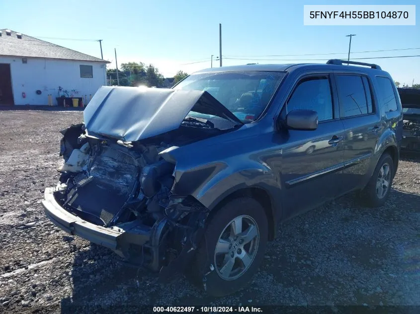 2011 Honda Pilot Ex-L VIN: 5FNYF4H55BB104870 Lot: 40622497