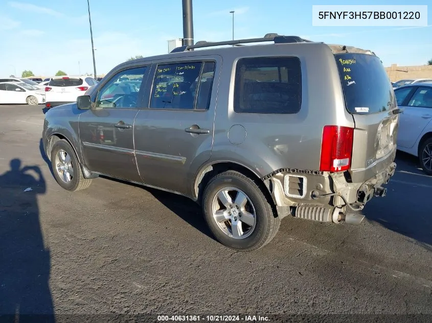 2011 Honda Pilot Ex-L VIN: 5FNYF3H57BB001220 Lot: 40631361