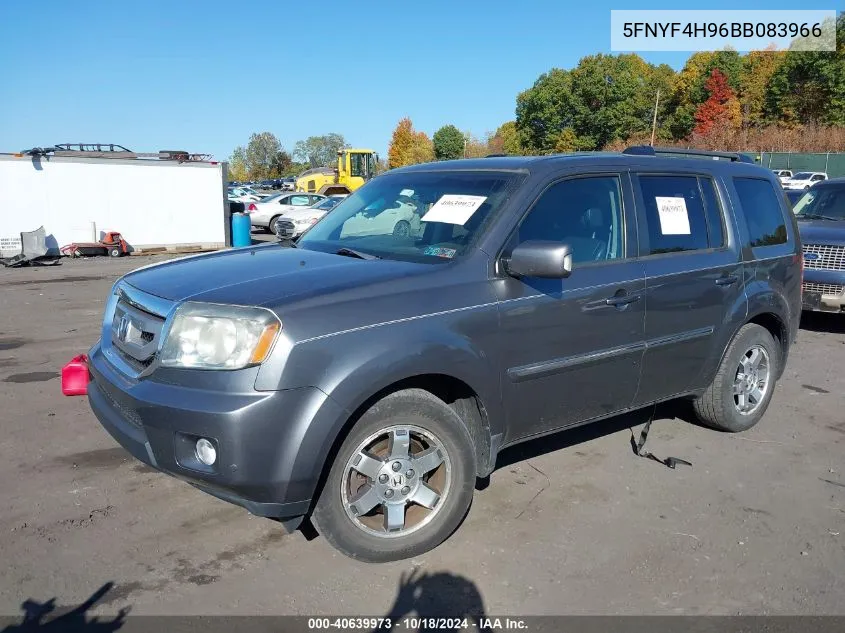 2011 Honda Pilot Touring VIN: 5FNYF4H96BB083966 Lot: 40639973