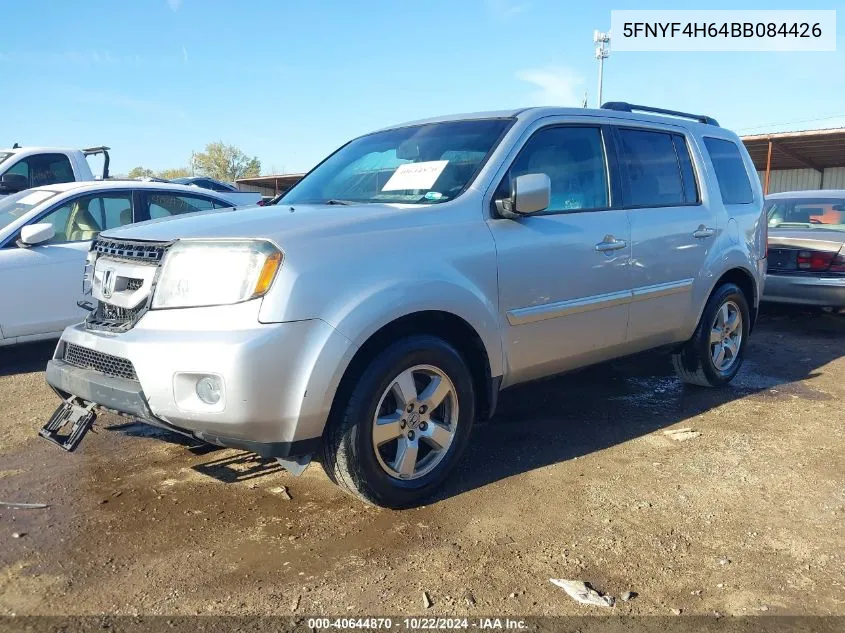 2011 Honda Pilot Ex-L VIN: 5FNYF4H64BB084426 Lot: 40644870