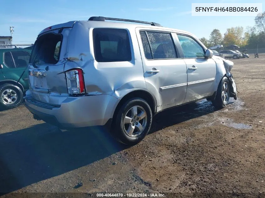 2011 Honda Pilot Ex-L VIN: 5FNYF4H64BB084426 Lot: 40644870