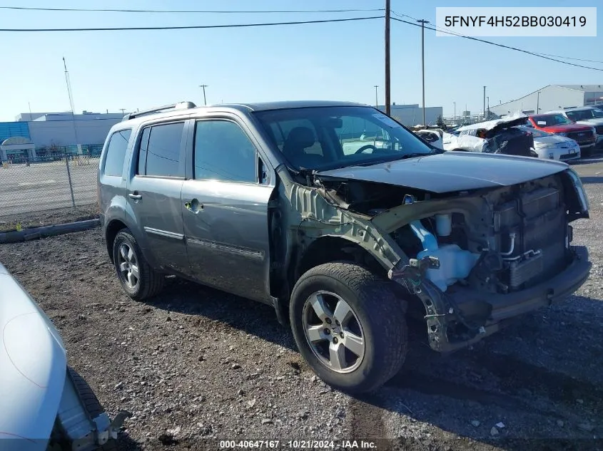 2011 Honda Pilot Ex-L VIN: 5FNYF4H52BB030419 Lot: 40647167