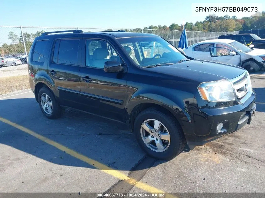 2011 Honda Pilot Ex-L VIN: 5FNYF3H57BB049073 Lot: 40667778